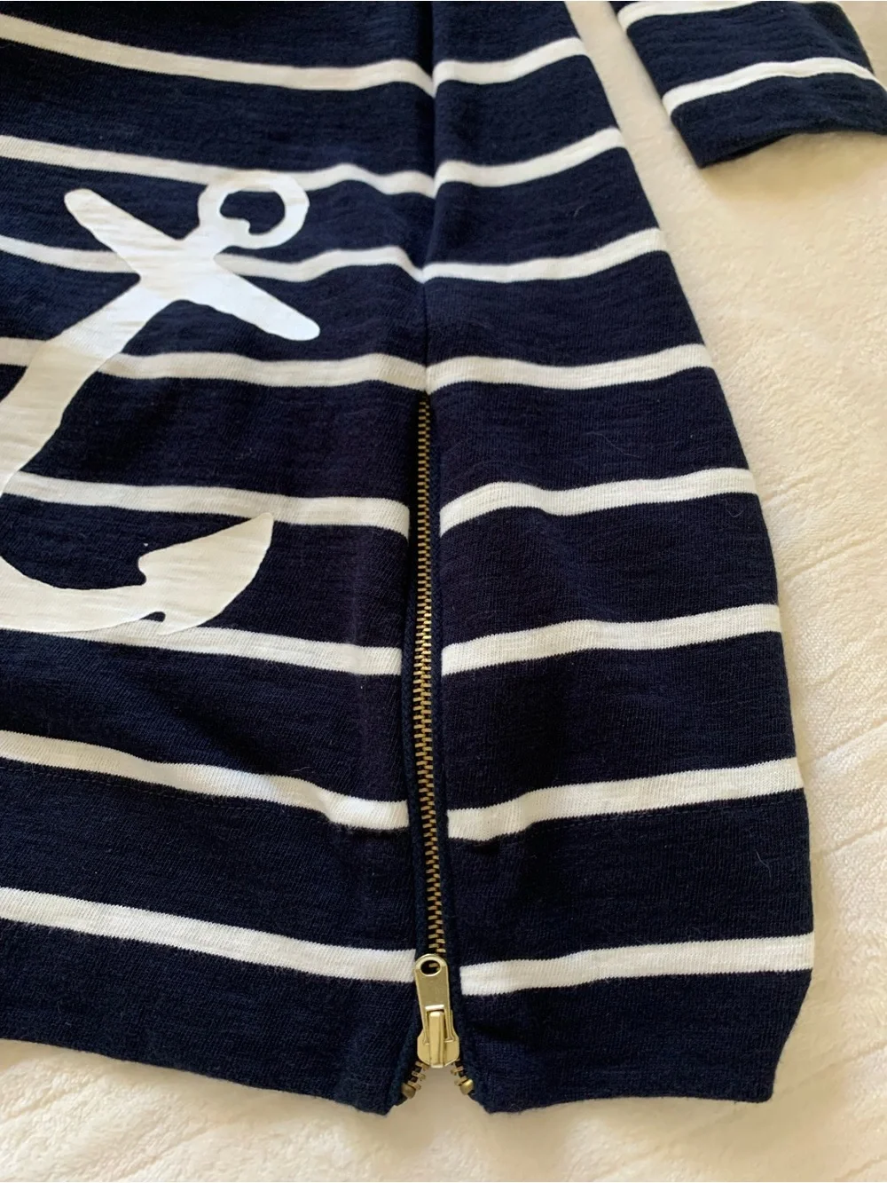 J. Crew Navy and White Striped Boatneck Top